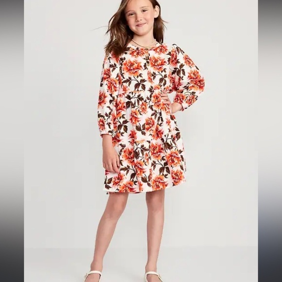 Old Navy Long-Sleeve Button-Front Printed Swing Dress - Picture 1 of 6